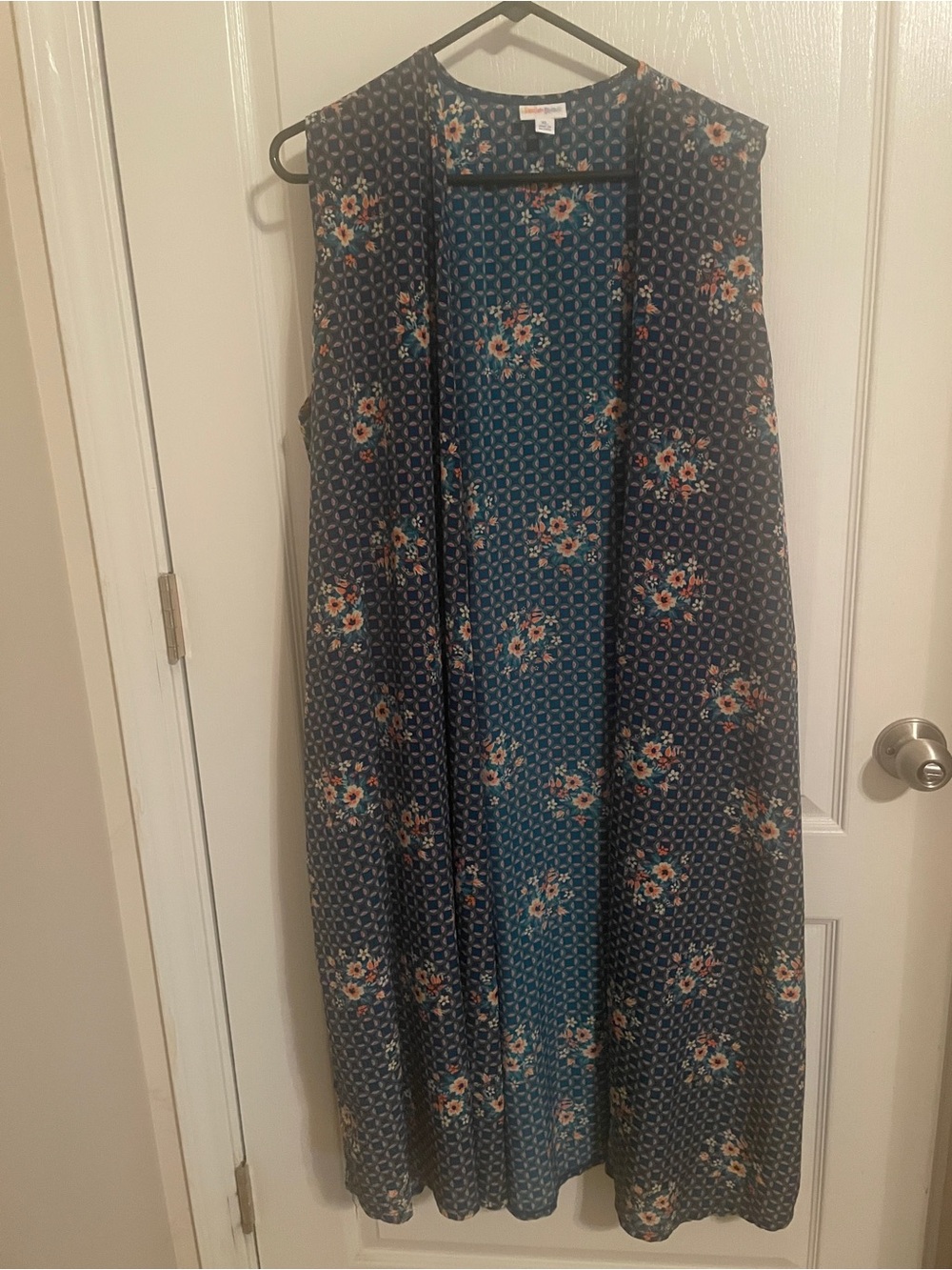 LuLaRoe Navy Floral Maxi Kimono XL